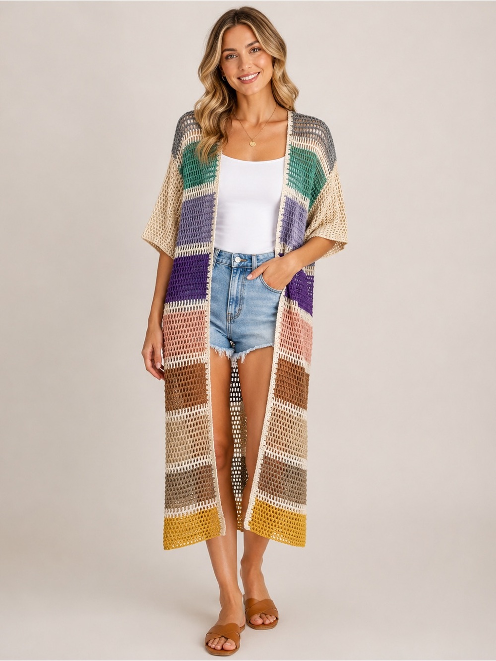 Anthropologie crochet duster by Roffe One Size